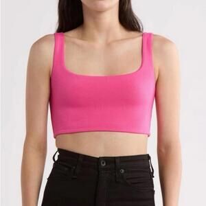 Naked Wardrobe Square Neck Cropped Tank in Pink- Size Large